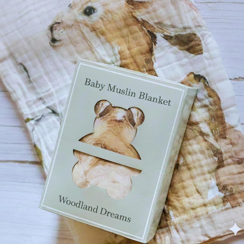 Max&So Baby Muslin Woodland Blanket – Reversible Cotton Muslin Baby Quilt, 48x48 Woodland Blanket for Newborns & Toddlers – Gender Neutral, Soft & Breathable - Image 3